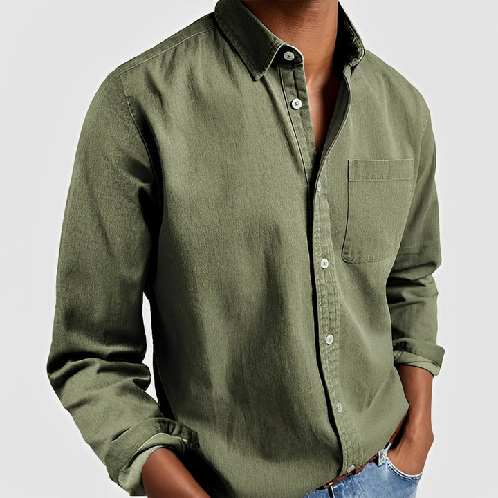 Camisa masculina de manga longa para conforto diário. Estilo casual e elegante, moda versátil para homens.