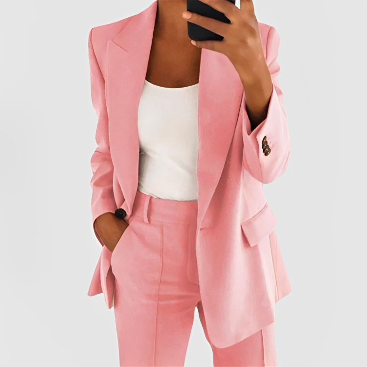 Conjunto de blazer e calça para mulher. Terninho feminino social e versátil, ideal para trabalho.