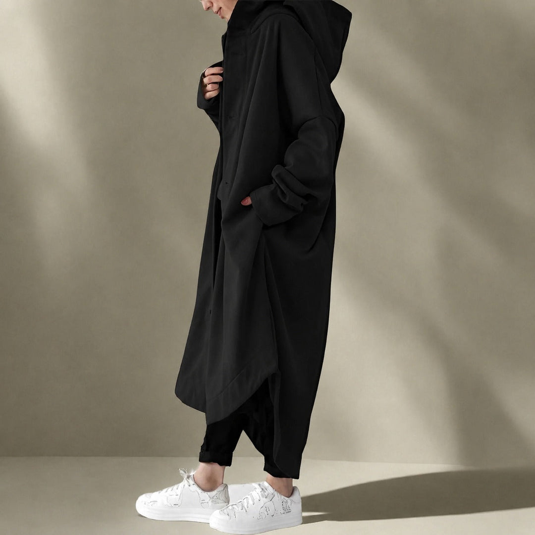 Casaco feminino longo casual, com corte solto e versátil para looks elegantes ou diários. Moda feminina.