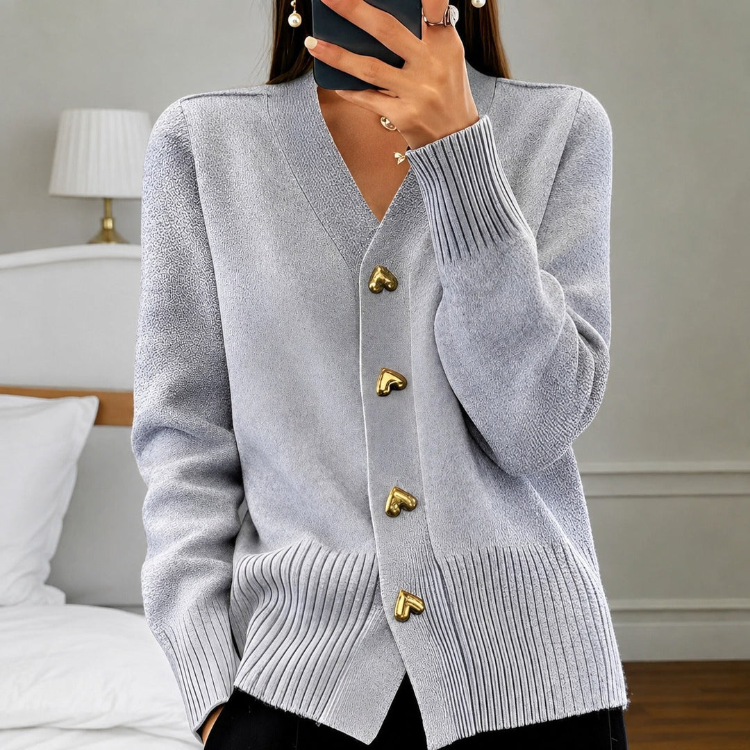 Cardigã feminino elegante para moda casual, ideal para outono e inverno, com botões charmosos.