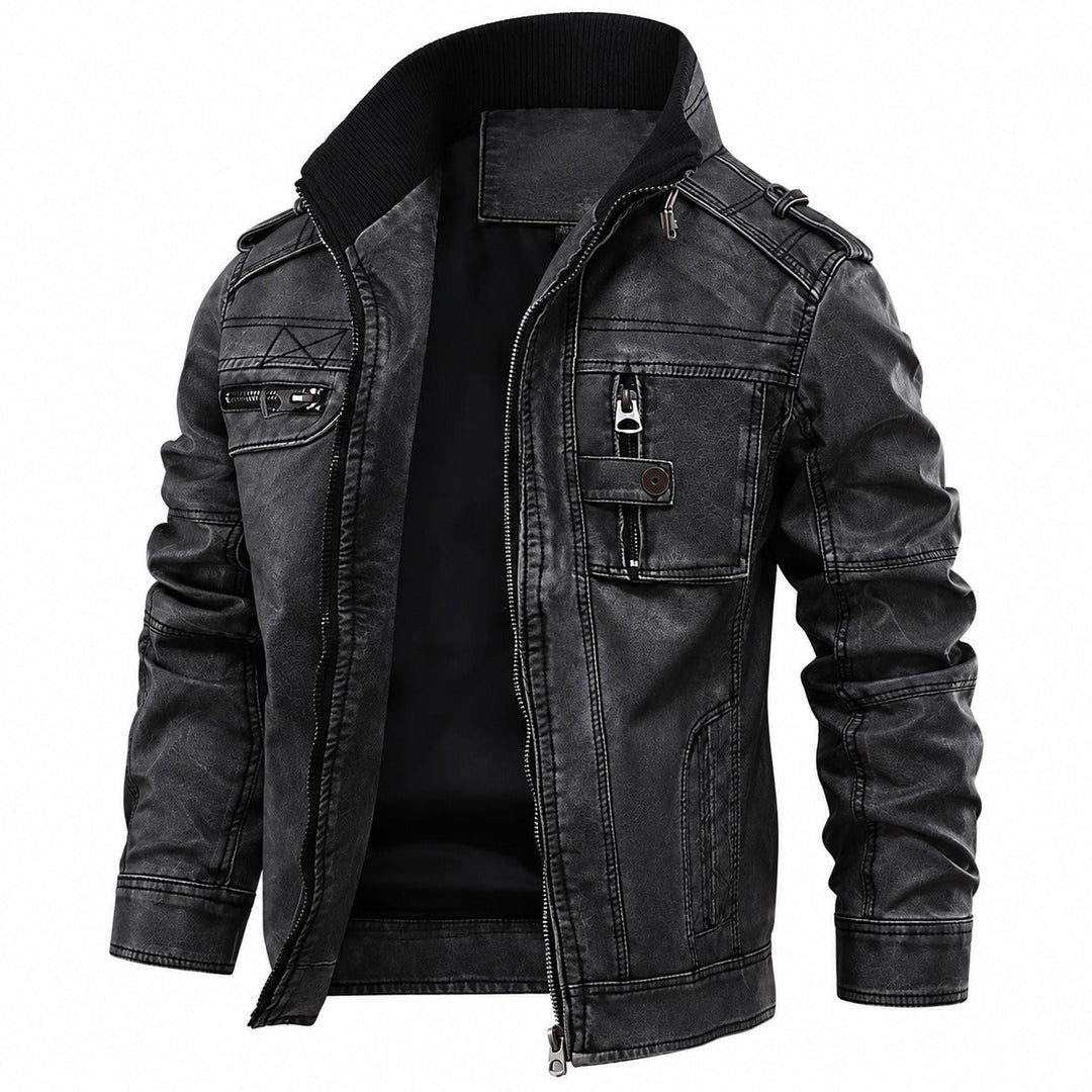 Jaqueta masculina preta clássica, ideal para outono inverno, com estilo atemporal e conforto duradouro para moda masculina.