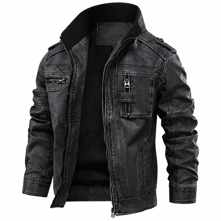 Jaqueta masculina preta clássica, ideal para outono inverno, com estilo atemporal e conforto duradouro para moda masculina.