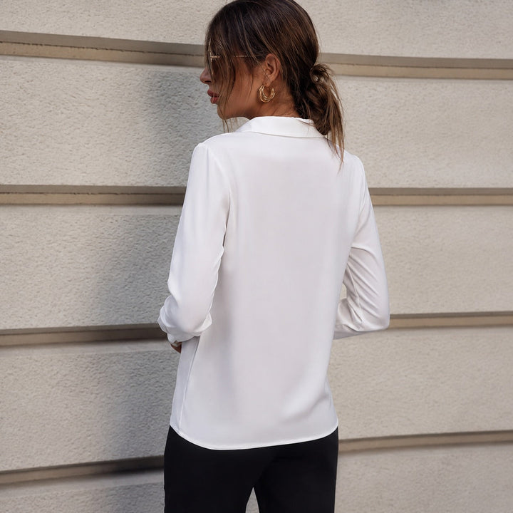 Blusa de moda feminina, manga comprida, estilo casual chique para um visual moderno.