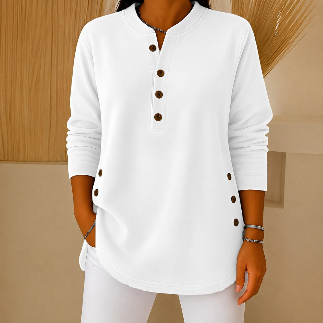 Suéter feminino blusa de frio com botões, estilo aconchegante para a moda casual de outono e inverno.