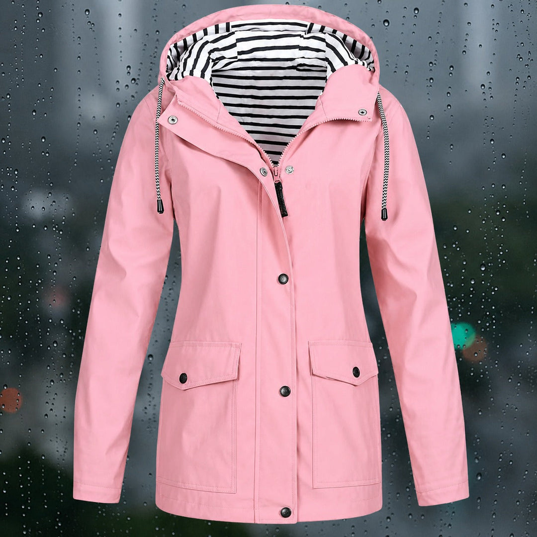 Jaqueta feminina com capuz, elegante e agasalho para frio, estilo casual.