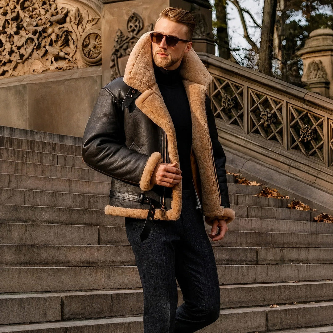 Jaqueta masculina elegante marrom para o inverno. Estilo casual e conforto no frio. Roupa masculina moda inverno.