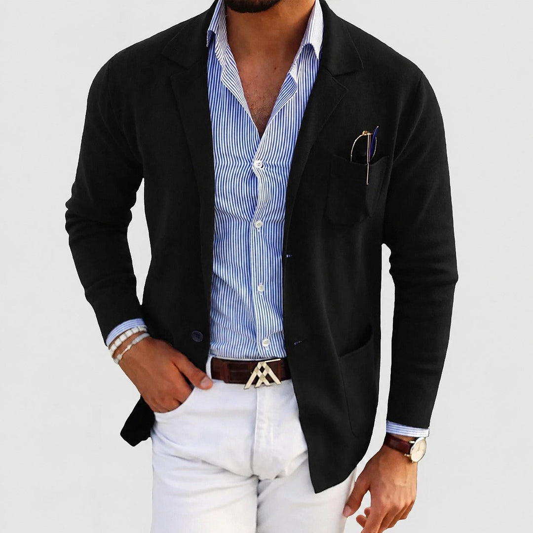 Elegante blazer masculino para outono inverno, corte ajustado que valoriza a roupa masculina.