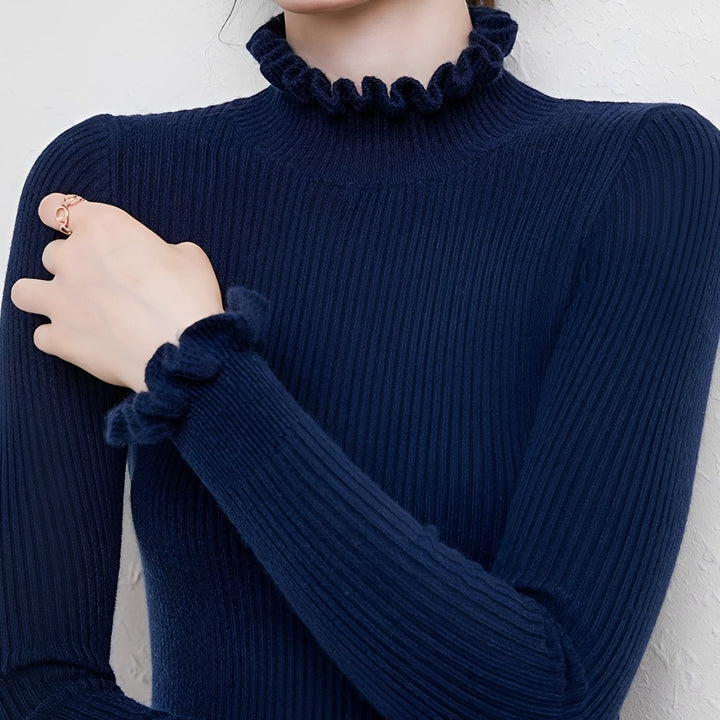 Suéter de gola alta feminino, blusa elegante e confortável. Essencial para a moda de inverno e casual.