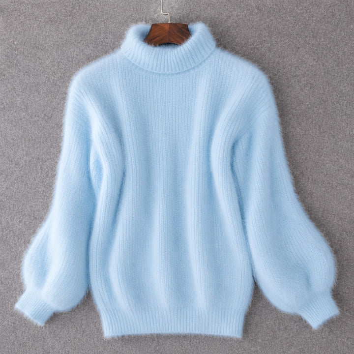 Suéter feminino solto, gola alta. Blusa pulôver perfeita para o dia a dia, oferece conforto e estilo casual de inverno.