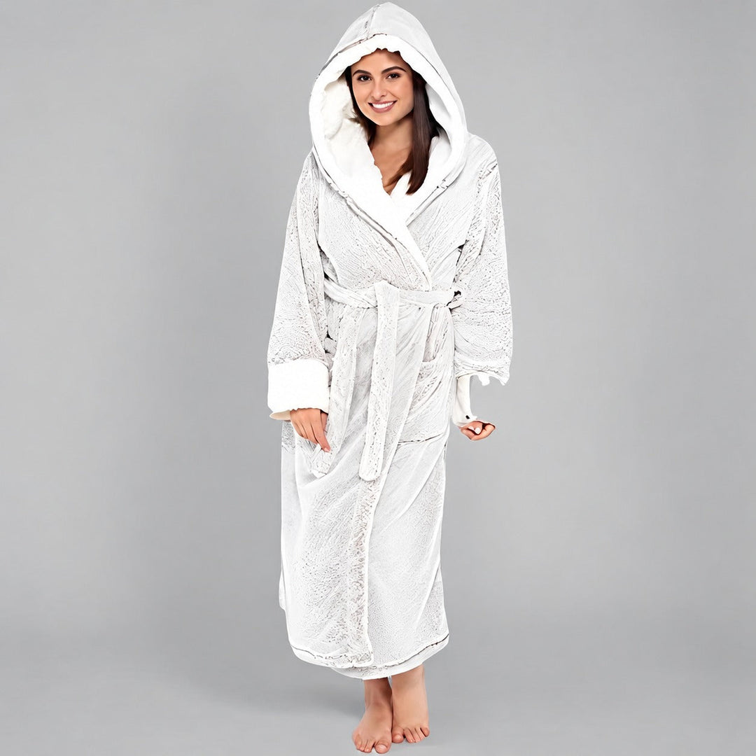Roupão longo feminino macio para conforto diário. Ideal para relaxar em casa, após o banho ou no inverno.