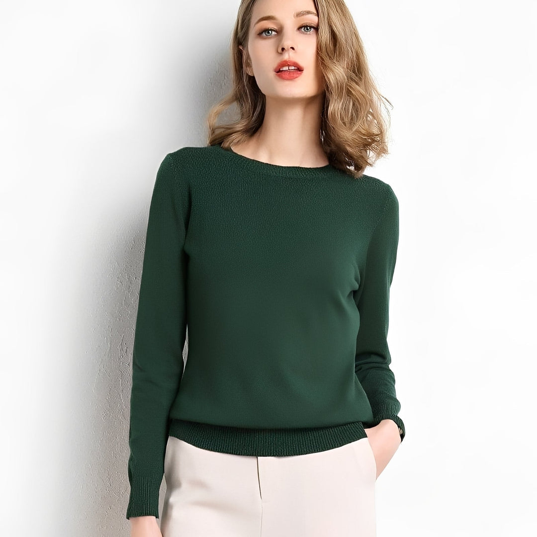Pulôver Livana feminino, macio e versátil, conforto casual para outono/primavera.