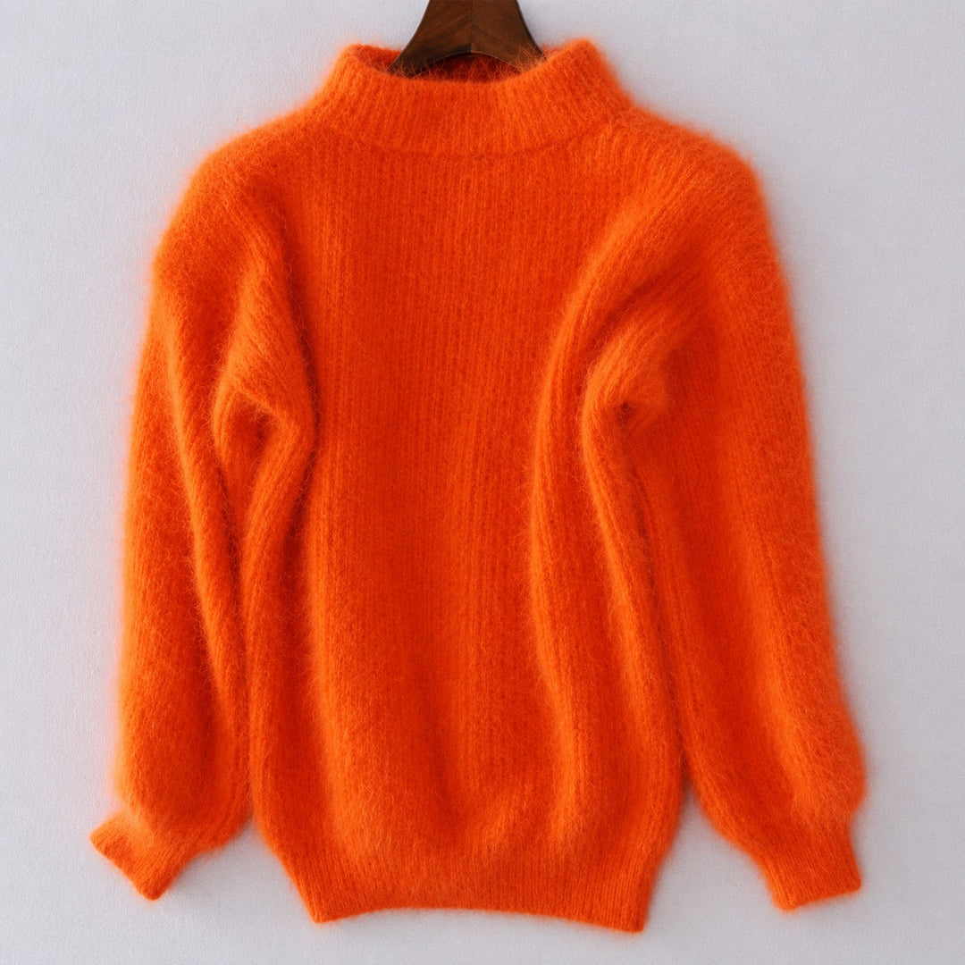 Confortável suéter feminino de gola alta, modelo solto clássico. Ideal para inverno, perfeito para moda casual e relaxar.
