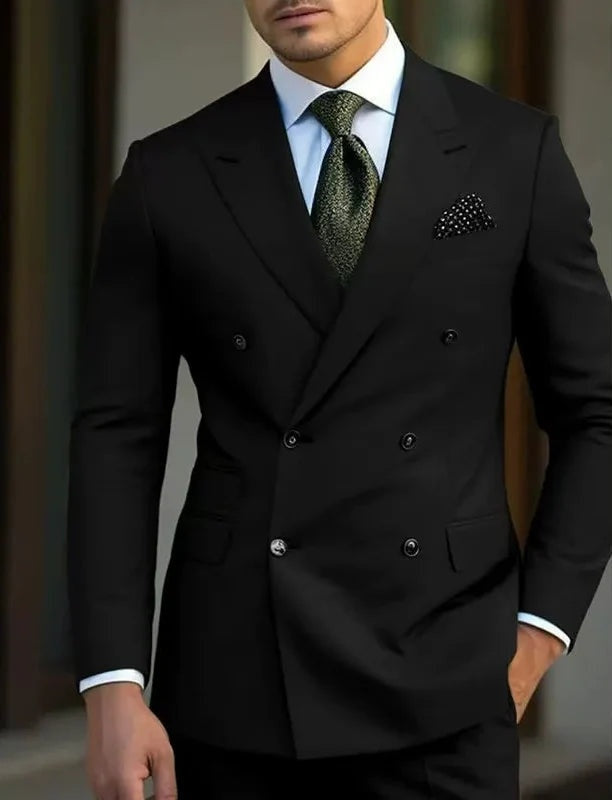 Fato formal de homem, smoking de duas peças com lapelas acetinadas, pronto para um look completo.