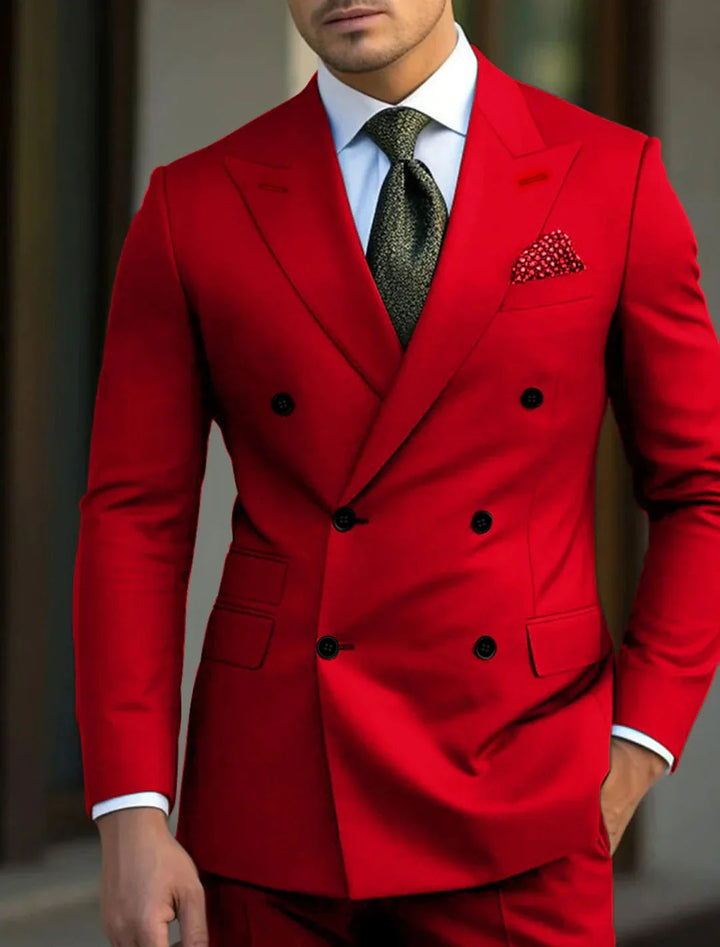 Fato duplo de homem em tecido premium, smoking clássico de alfaiataria fina, para um look sofisticado.