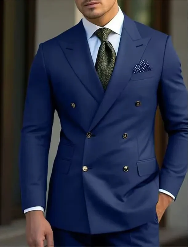 Fato duplo versátil para homem, smoking elegante de duas peças, adequado para cerimónias ou negócios.