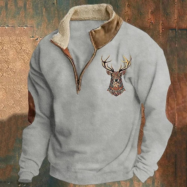 Suéter masculino de inverno com zíper, em malha macia, para um visual moderno e aconchegante.