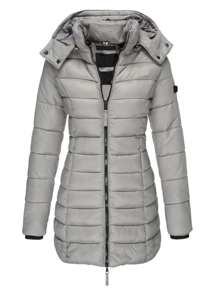 Jaqueta feminina de inverno casual e elegante. Agasalho acolchoado ideal para diversas ocasiões, garantindo proteção e estilo.