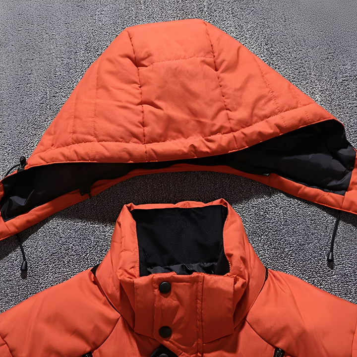 Jaqueta masculina quente p/ inverno, design moderno. Agasalho elegante e confortável, ideal p/ roupa de frio urbana.