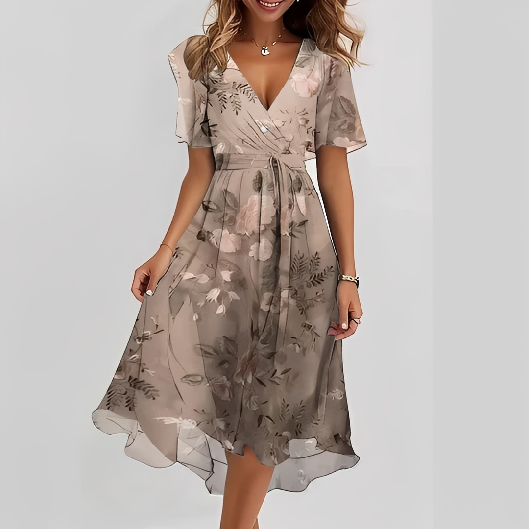 Vestido de verão feminino, leve e fluido. Perfeito para dias quentes, com design midi e conforto para mulheres.