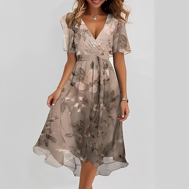 Vestido de verão feminino, leve e fluido. Perfeito para dias quentes, com design midi e conforto para mulheres.