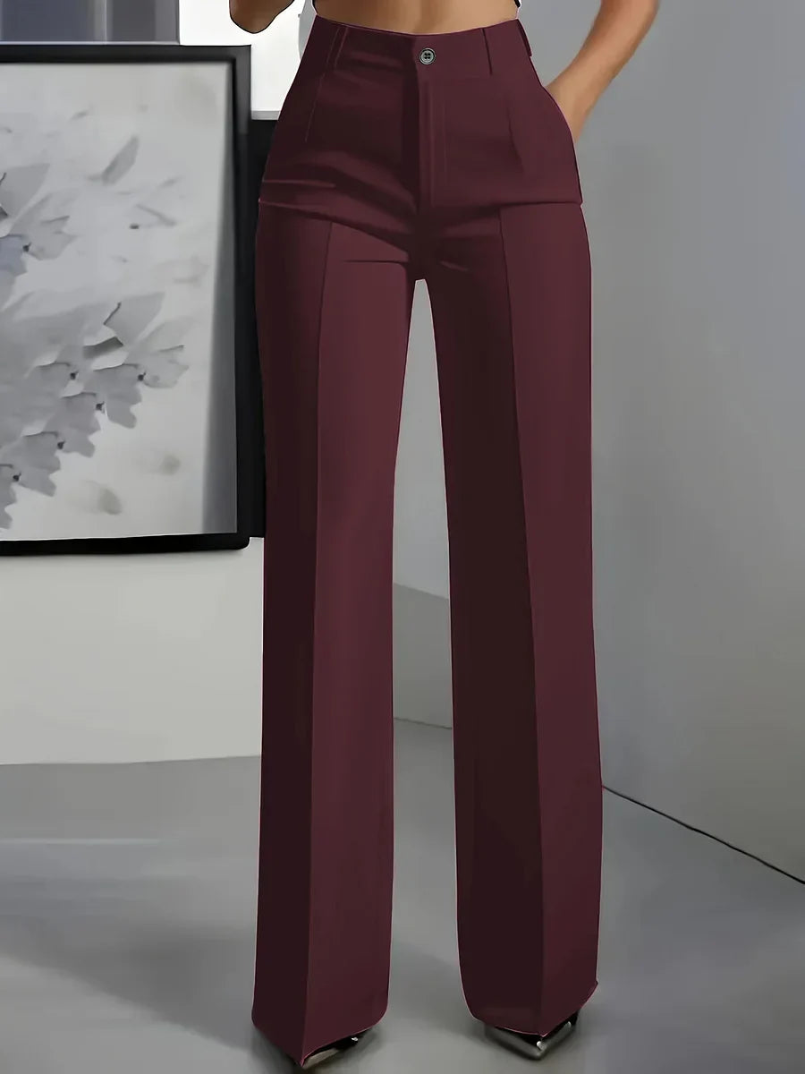 Calça social feminina cintura alta, elegante e com caimento perfeito para eventos.
