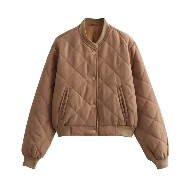 Casaco bomber feminino acolchoado cropped preto, ideal para outono/inverno e estilo casual.