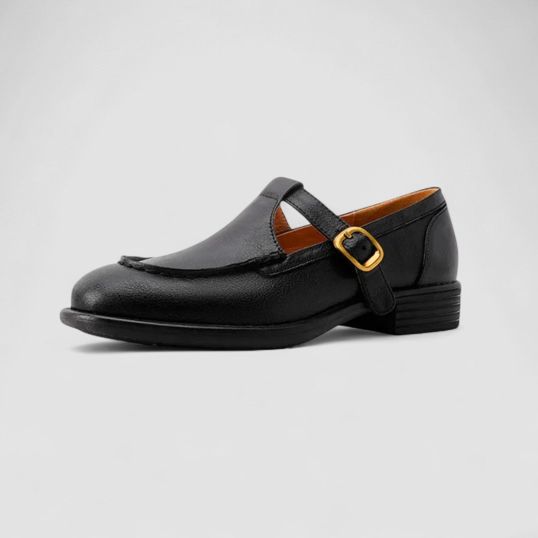 Sapatos femininos Mary Jane com bico quadrado e salto baixo. Perfeitos para conforto e estilo.