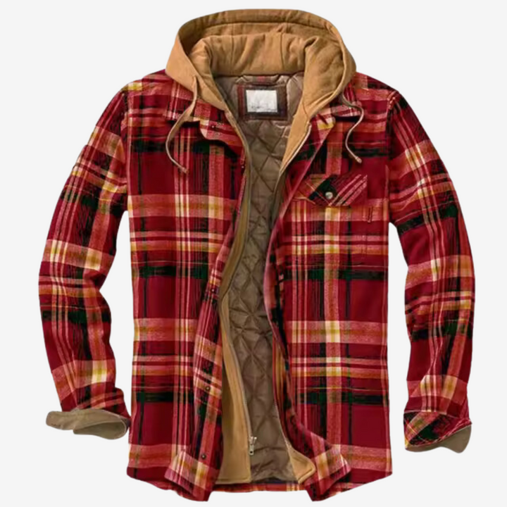Quentinho casaco bomber masculino xadrez forrado com capuz. Essencial para o inverno e outono.