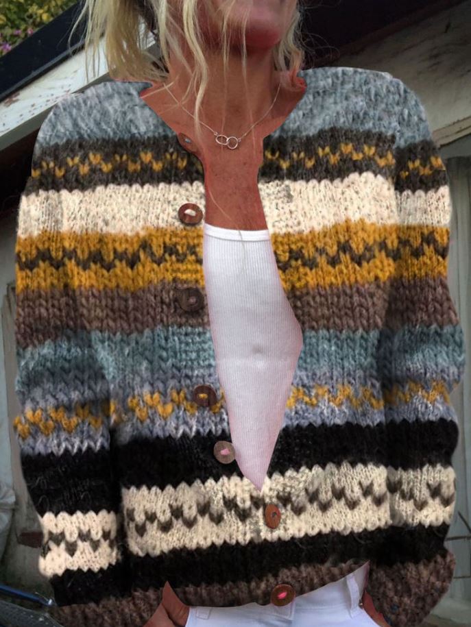 Colete feminino colorido para outono/inverno, estilo casual e conforto quente.