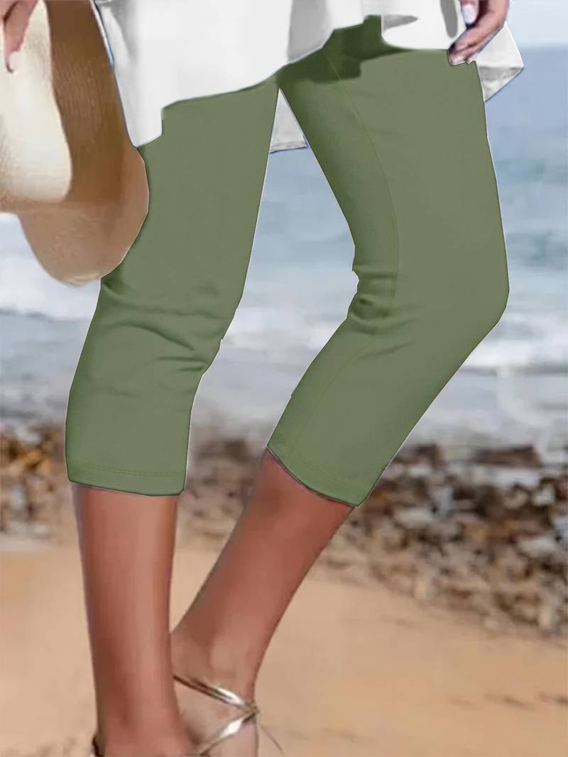 Calças femininas Lunara de cintura alta, versáteis para fitness e casual. Estilo único.