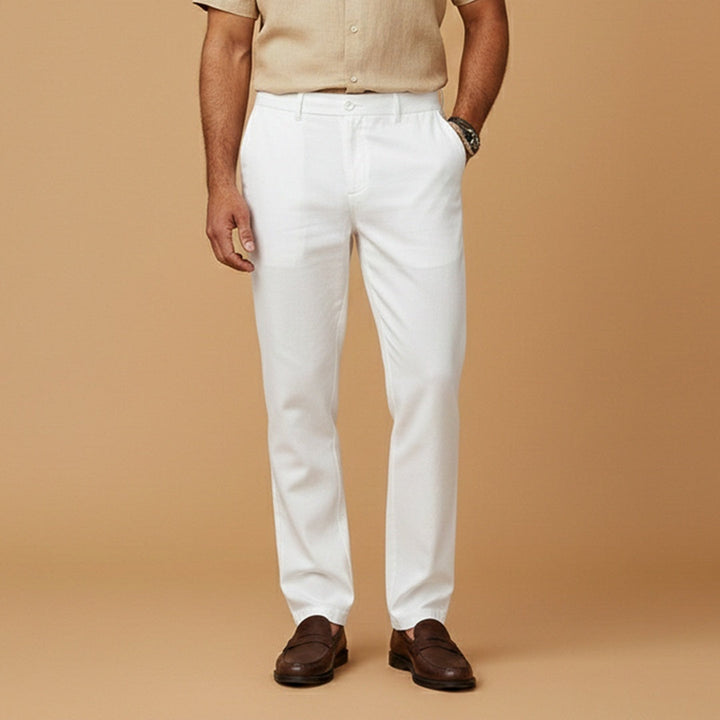 Confortáveis calças casuais masculinas de verão, com cintura elástica e corte relaxado, perfeitas para um look descontraído.