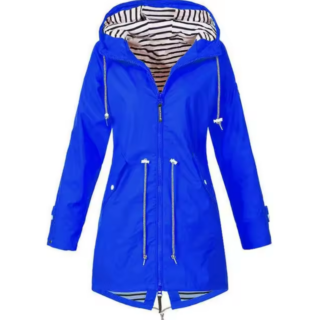 Casaco parka feminina casual para outono/inverno, com capuz e ajuste na cintura para estilo e proteção.