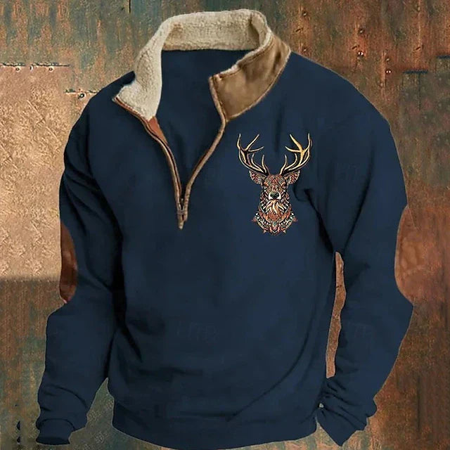 Suéter masculino de malha com zíper, roupa masculina versátil para o inverno, combinando moda e conforto.