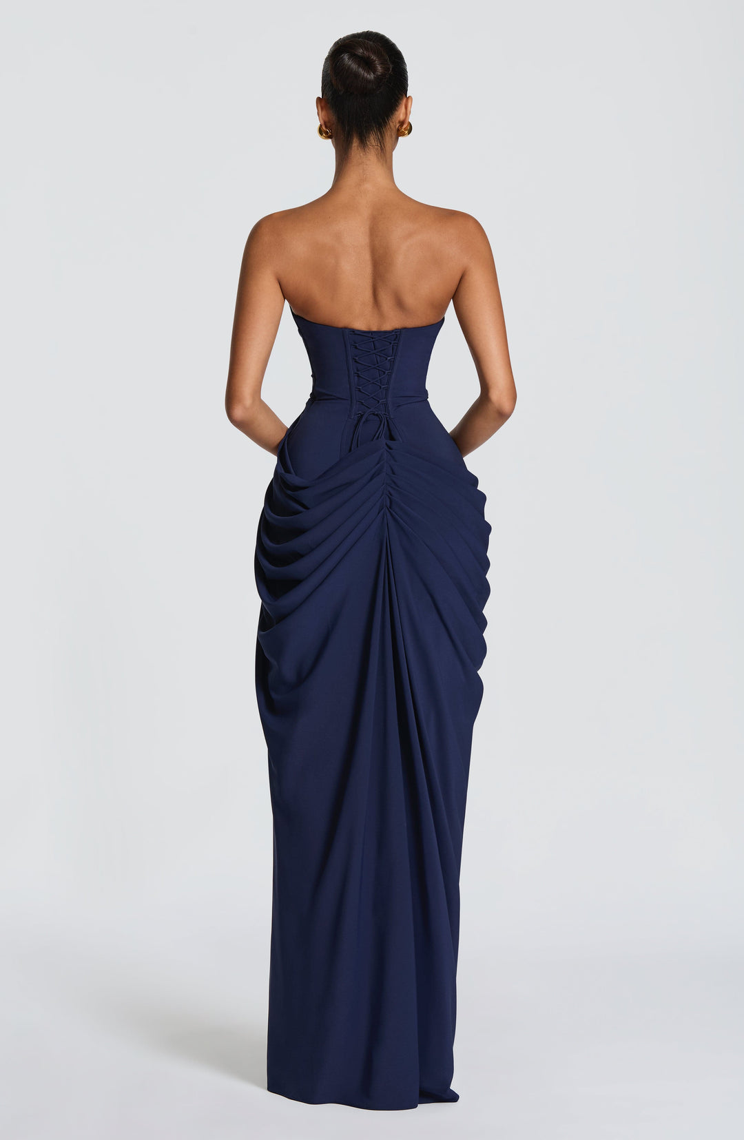 Vestido maxi feminino para ocasiões especiais, sem alças, fenda lateral, moda verão.