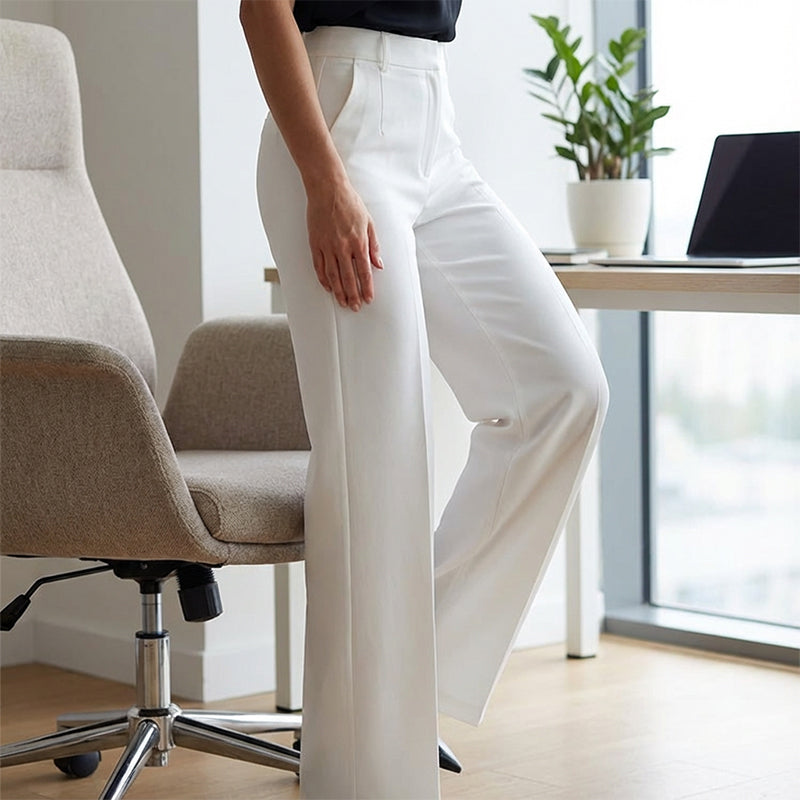 Calça moderna feminina cintura alta, confortável, elegante, ideal para trabalho e lazer.