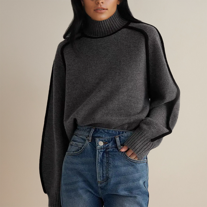 Vestuário feminino de gola alta, roupa quente e elegante. Ideal para moda inverno, proporcionando aconchego e estilo.
