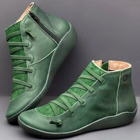 Botas femininas de calçado durável em cor bordô, com zíper e design casual para outono inverno, muito confortáveis.