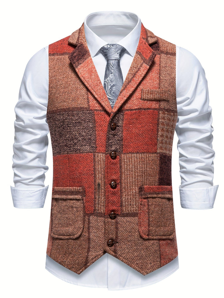 Colete de espiga masculino, estilo clássico e sofisticado para o homem moderno.