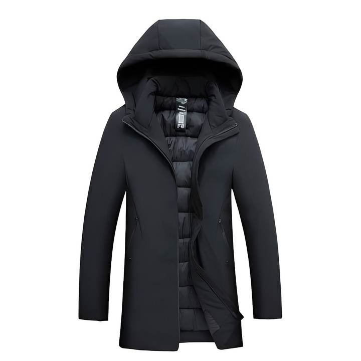 Casaco masculino para inverno, acolchoado e quente, proporcionando conforto e proteção estilosa contra o frio.