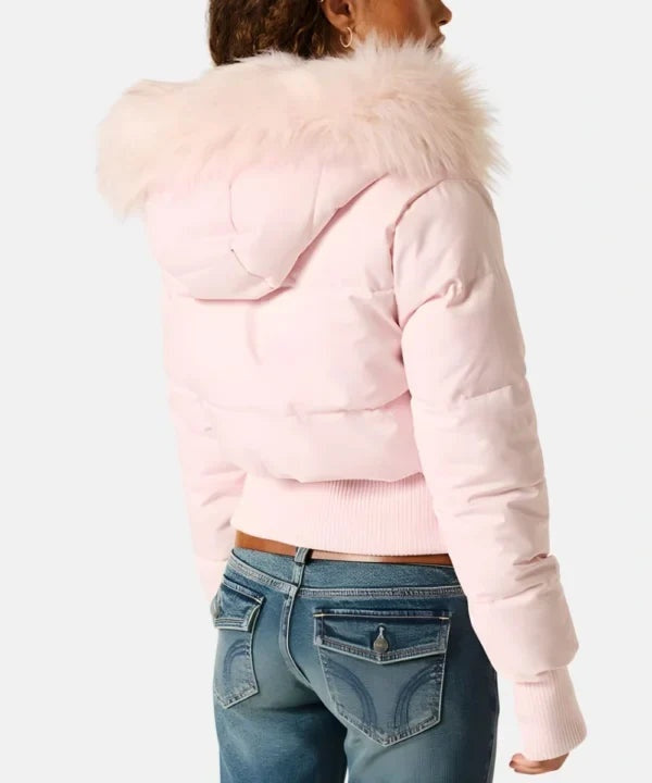Casaco de inverno feminino, acolchoado, com capuz e luxuoso pelo sintético, moda atual.
