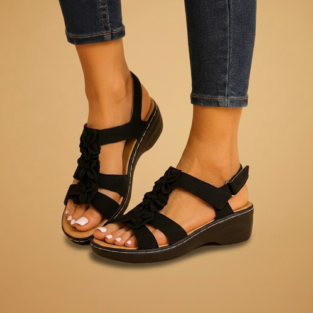 Sandálias plataforma femininas elegantes com tiras ajustáveis e fivela. Conforto e moda para o verão.