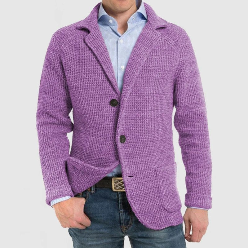 Casaco masculino clássico, botões frontais e bolsos. Perfeito para a moda outono inverno, elegância garantida.