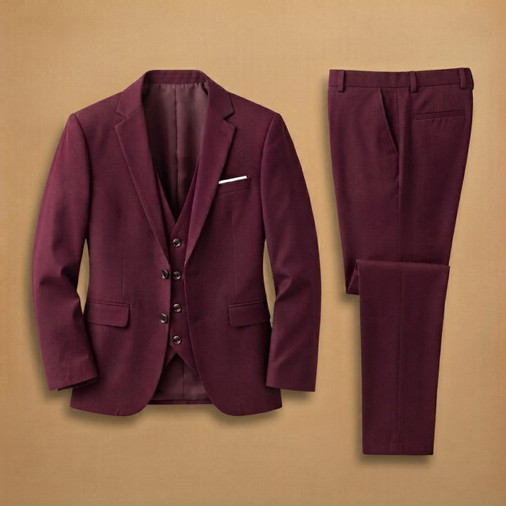 Fato de 3 peças masculino slim fit para cerimónias formais, casamento ou eventos elegantes.