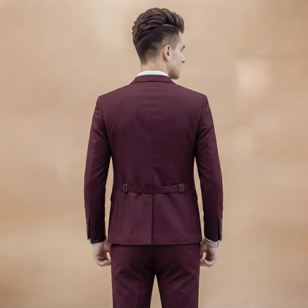 Elegante fato formal masculino de 3 peças, corte slim fit, para um look sofisticado e memória de evento.