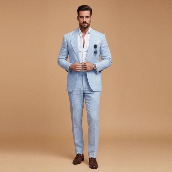 Blazer de lapela clássico para homem, parte de fato dois peças, ideal para estilo negócios e traje formal.