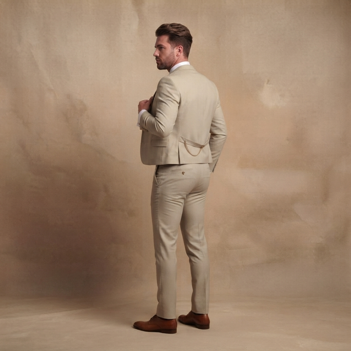 Blazer, colete e calças: fato homem elegante 3 peças. Terno masculino formal para casamentos e festas.