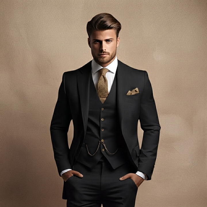 Fato homem elegante, terno masculino formal 3 peças. Roupa para casamento, festa ou cerimónia com colete.