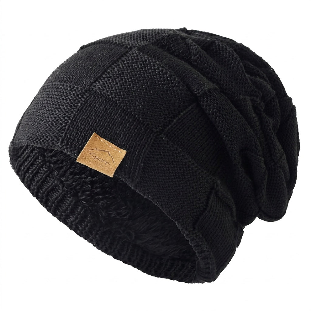 Elegante gorro de malha slouchy para mulher, super quente com forro polar, perfeito para o inverno.