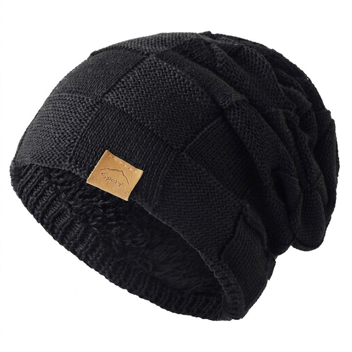 Elegante gorro de malha slouchy para mulher, super quente com forro polar, perfeito para o inverno.