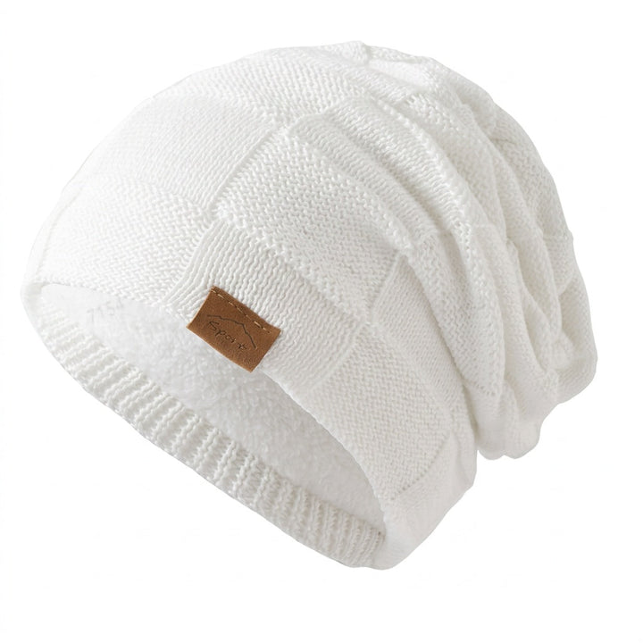Acessório de inverno: gorro de malha feminina slouchy com forro polar para máximo calor e conforto.